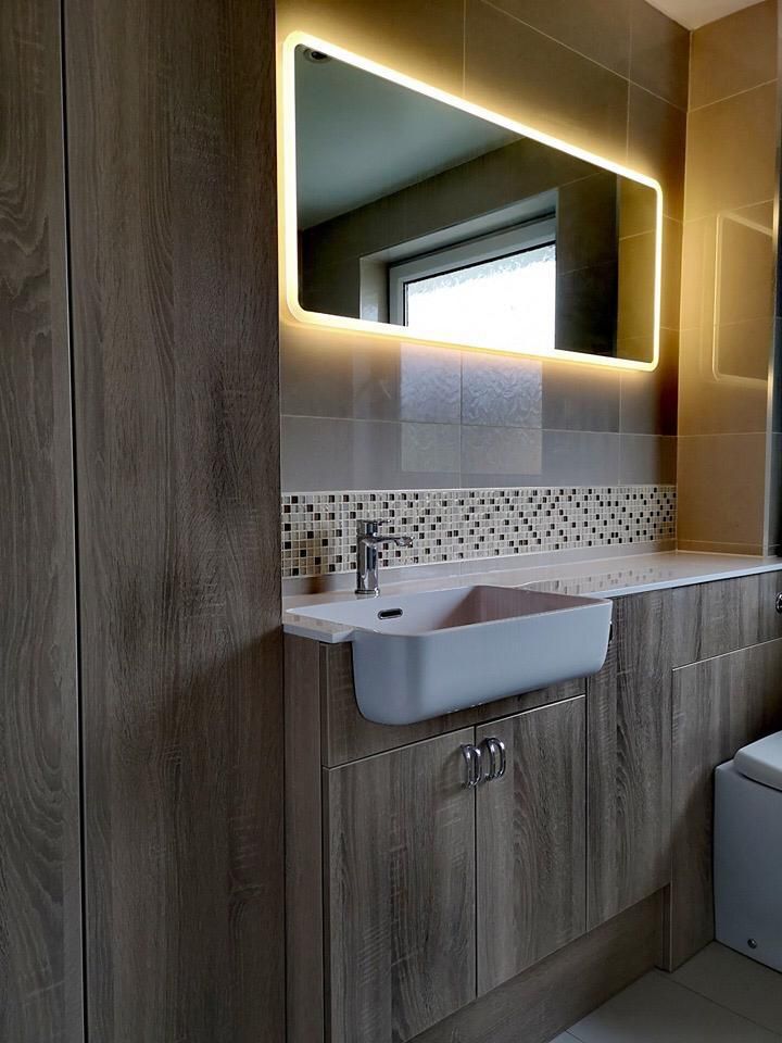 Bathroom with illuminated LED mirror