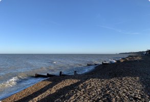 Herne Bay beach and sea on a sunny day